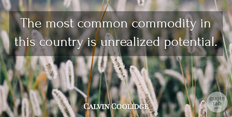 Calvin Coolidge Quote About Country, Vision, Common: The Most Common Commodity In...