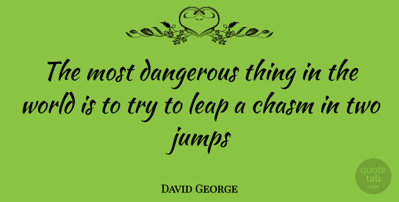 David George Quote About Chasm, Dangerous, Jumps, Leap: The Most Dangerous Thing In...
