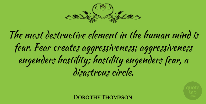 Dorothy Thompson Quote About Circles, Mind, Elements: The Most Destructive Element In...