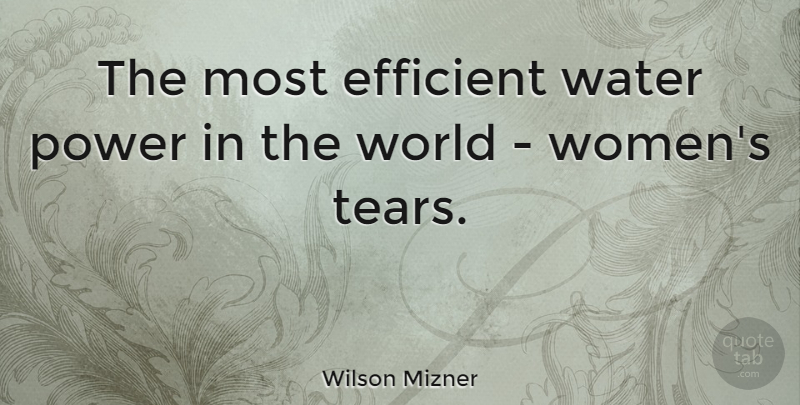 Wilson Mizner Quote About Water, Tears, World: The Most Efficient Water Power...