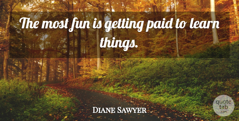 Diane Sawyer Quote About Fun, Paid: The Most Fun Is Getting...