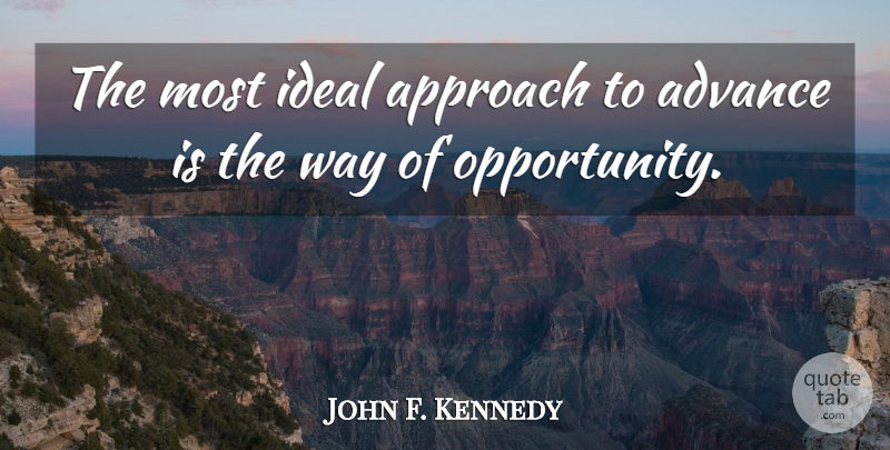 John F. Kennedy Quote About Opportunity, Way, Approach: The Most Ideal Approach To...
