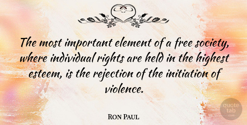 Ron Paul Quote About Rights, Rejection, Historical: The Most Important Element Of...