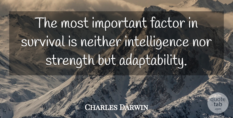 Charles Darwin Quote About Survival, Important, Adaptability: The Most Important Factor In...