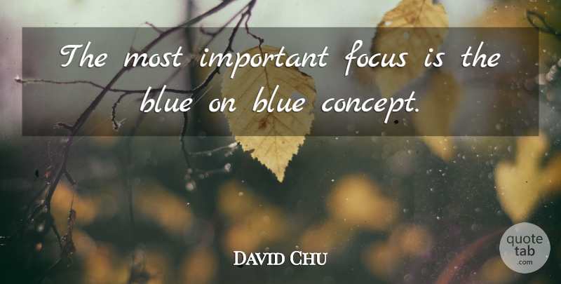 David Chu Quote About Blue, Focus: The Most Important Focus Is...