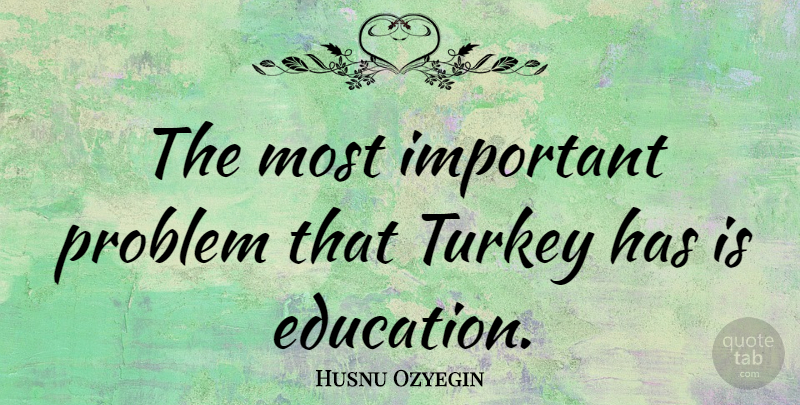 Husnu Ozyegin Quote About Education, Problem, Turkey: The Most Important Problem That...