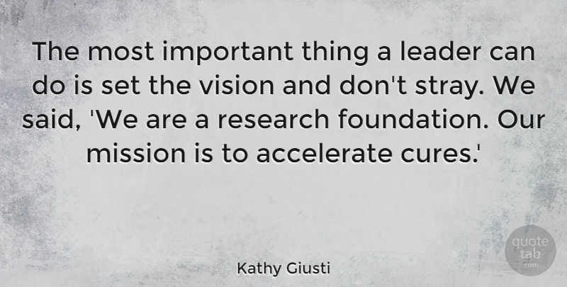 Kathy Giusti Quote About Accelerate, Mission: The Most Important Thing A...