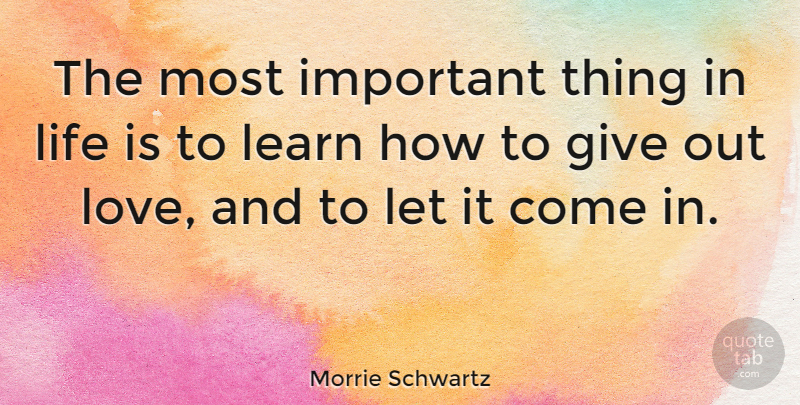 Morrie Schwartz Quote About Love, Life, Nature: The Most Important Thing In...