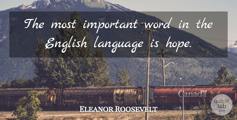 Eleanor Roosevelt Quote About Hope, Important, Language: The Most Important Word In...