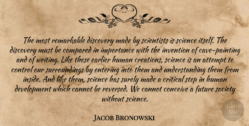 Jacob Bronowski Quote About Writing, Science, Discovery: The Most Remarkable Discovery Made...