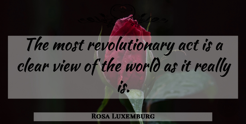 Rosa Luxemburg Quote About Views, World, Clear View: The Most Revolutionary Act Is...