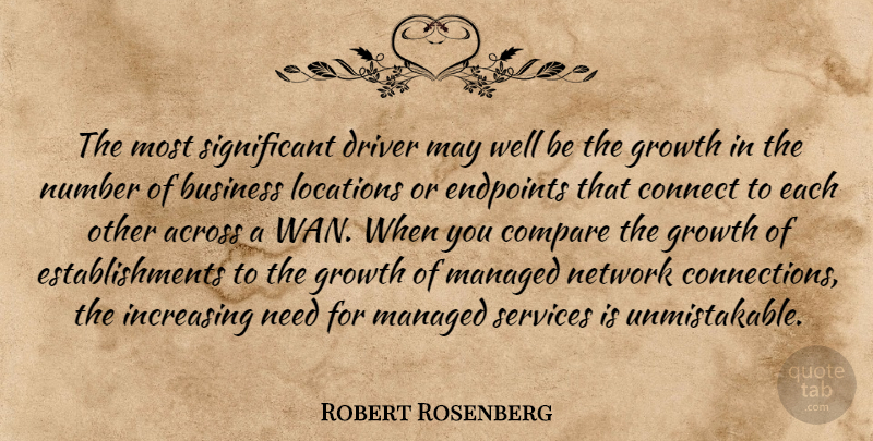 Robert Rosenberg Quote About Across, Business, Compare, Connect, Driver: The Most Significant Driver May...