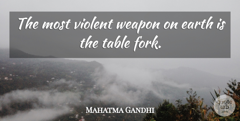 Mahatma Gandhi Quote About Animal, Humanity, Earth: The Most Violent Weapon On...