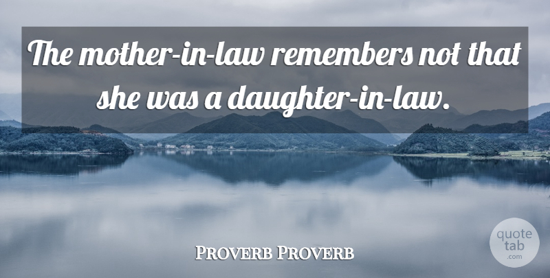 Proverb Proverb Quote About Remembers: The Mother In Law Remembers...