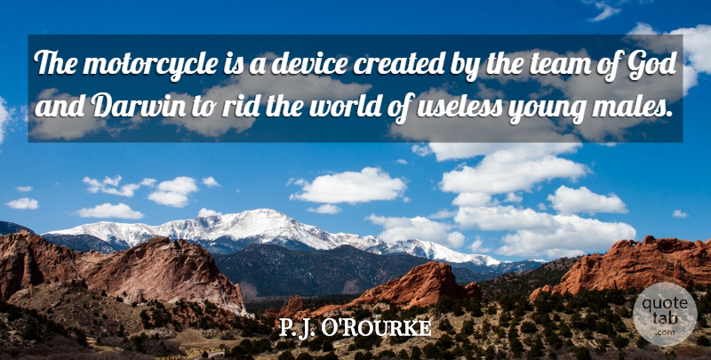 P. J. O'Rourke Quote About Team, Motorcycle, World: The Motorcycle Is A Device...