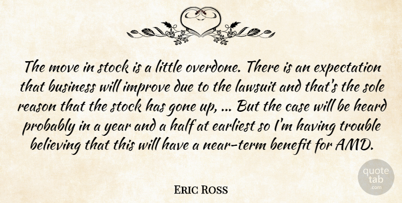 Eric Ross Quote About Believing, Benefit, Business, Case, Due: The Move In Stock Is...