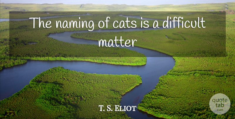 T. S. Eliot Quote About Cat, Matter, Difficult: The Naming Of Cats Is...