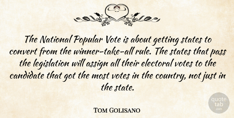 Tom Golisano Quote About Assign, Convert, National, Pass, Popular: The National Popular Vote Is...