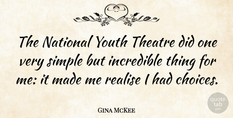 Gina McKee Quote About Incredible, National, Realise, Youth: The National Youth Theatre Did...