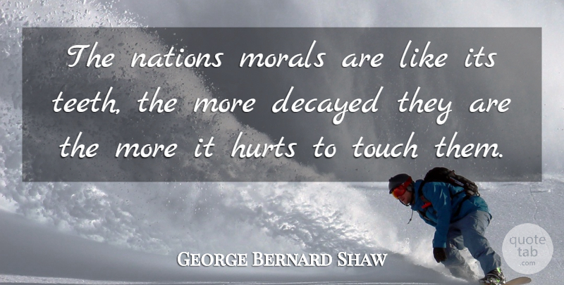 George Bernard Shaw Quote About Hurts, Morality, Morals, Nations, Touch: The Nations Morals Are Like...
