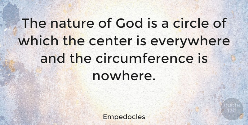 Empedocles Quote About Center, Everywhere, God, Nature: The Nature Of God Is...