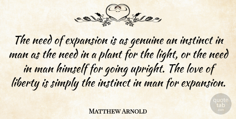 Matthew Arnold Quote About Men, Light, Intuition: The Need Of Expansion Is...