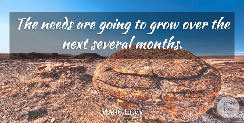 Marc Levy Quote About Grow, Needs, Next, Several: The Needs Are Going To...