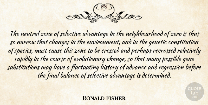 Ronald Fisher Quote About Zero, Balance, Finals: The Neutral Zone Of Selective...