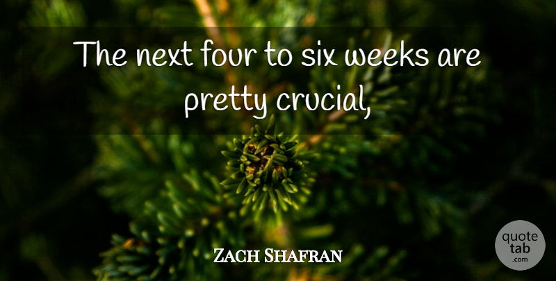 Zach Shafran Quote About Four, Next, Six, Weeks: The Next Four To Six...