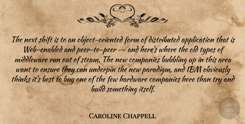 Caroline Chappell Quote About Area, Best, Bubbling, Build, Buy: The Next Shift Is To...