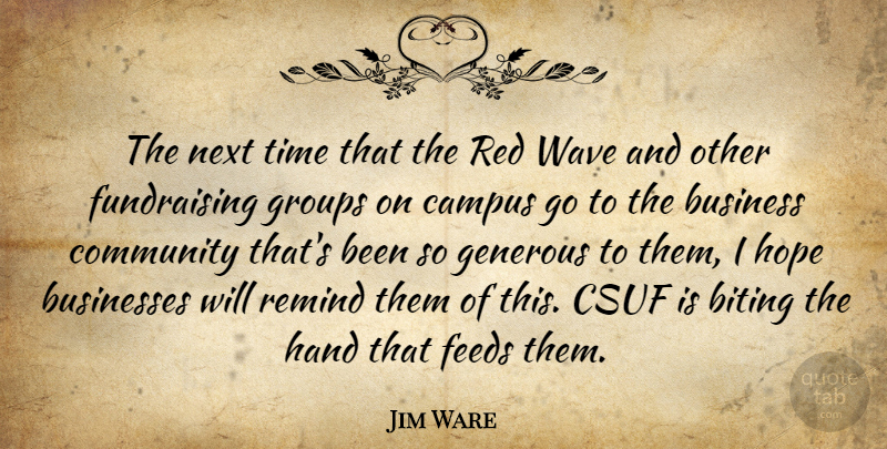 Jim Ware Quote About Biting, Business, Businesses, Campus, Community: The Next Time That The...