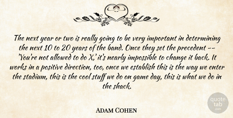 Adam Cohen Quote About Allowed, Change, Cool, Enter, Establish: The Next Year Or Two...