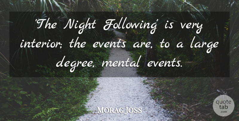 Morag Joss Quote About Large, Mental: The Night Following Is Very...