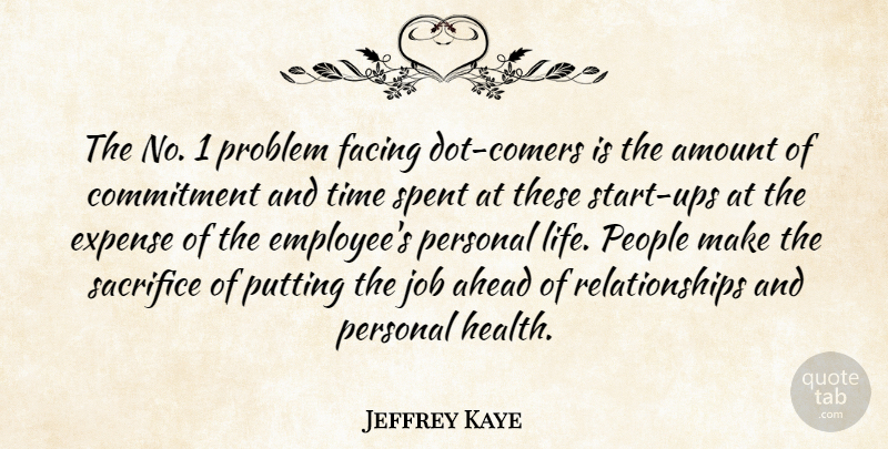 Jeffrey Kaye Quote About Ahead, Amount, Commitment, Expense, Facing: The No 1 Problem Facing...