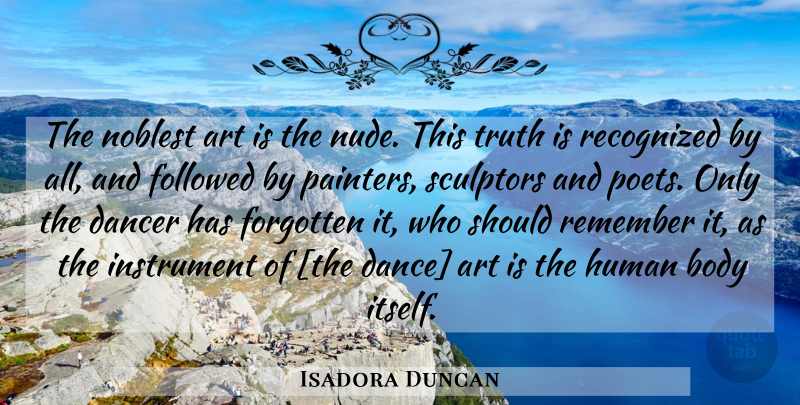 Isadora Duncan Quote About Art, Dancer, Body: The Noblest Art Is The...