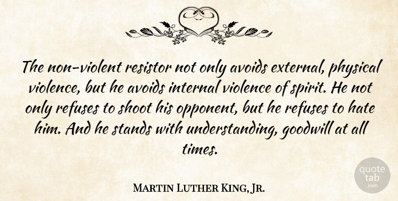 Martin Luther King, Jr. Quote About Hate, Understanding, Opponents: The Non Violent Resistor Not...