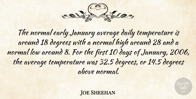 Joe Sheehan Quote About Above, Average, Daily, Days, Degrees: The Normal Early January Average...