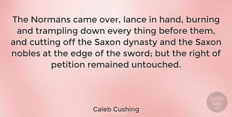 Caleb Cushing Quote About Burning, Came, Cutting, Dynasty, Petition: The Normans Came Over Lance...
