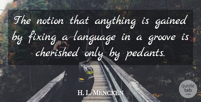 H. L. Mencken Quote About Fixing, Pedants, Language: The Notion That Anything Is...