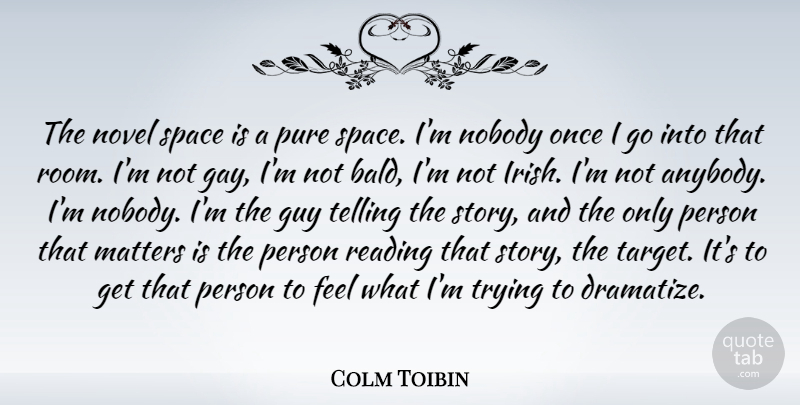 Colm Toibin Quote About Guy, Matters, Nobody, Novel, Pure: The Novel Space Is A...