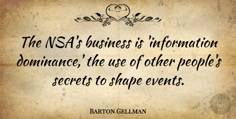 Barton Gellman Quote About Nsa, People, Secret: The Nsas Business Is Information...