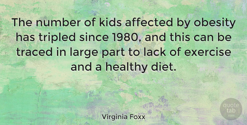 Virginia Foxx Quote About Kids, Exercise, Obesity Epidemic: The Number Of Kids Affected...
