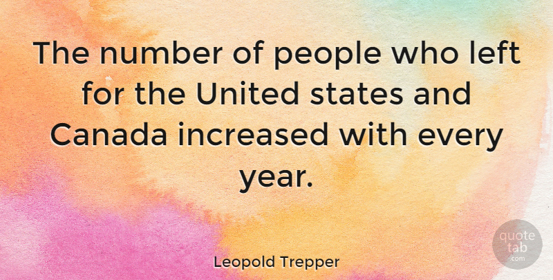 Leopold Trepper Quote About Canada, Increased, Left, Number, People: The Number Of People Who...