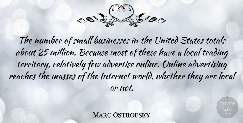 Marc Ostrofsky Quote About Numbers, World, Territory: The Number Of Small Businesses...
