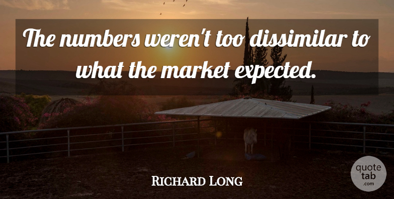 Richard Long Quote About Dissimilar, Market, Numbers: The Numbers Werent Too Dissimilar...