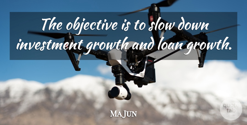 Ma Jun Quote About Growth, Investment, Loan, Objective, Slow: The Objective Is To Slow...