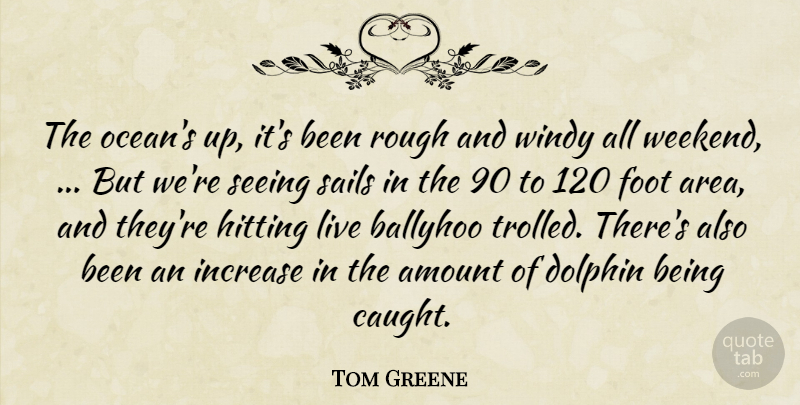 Tom Greene Quote About Amount, Dolphin, Foot, Hitting, Increase: The Oceans Up Its Been...