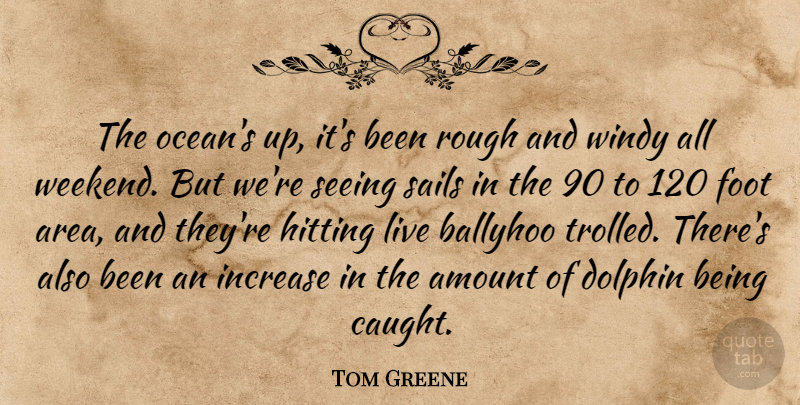 Tom Greene Quote About Amount, Dolphin, Foot, Hitting, Increase: The Oceans Up Its Been...