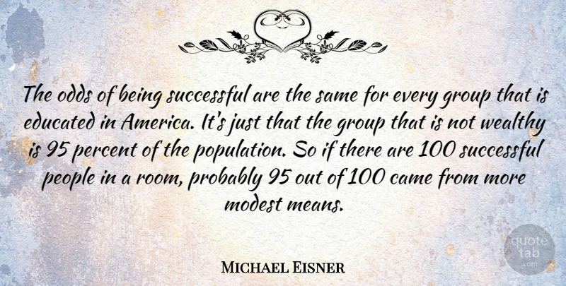 Michael Eisner Quote About Mean, Successful, Odds: The Odds Of Being Successful...