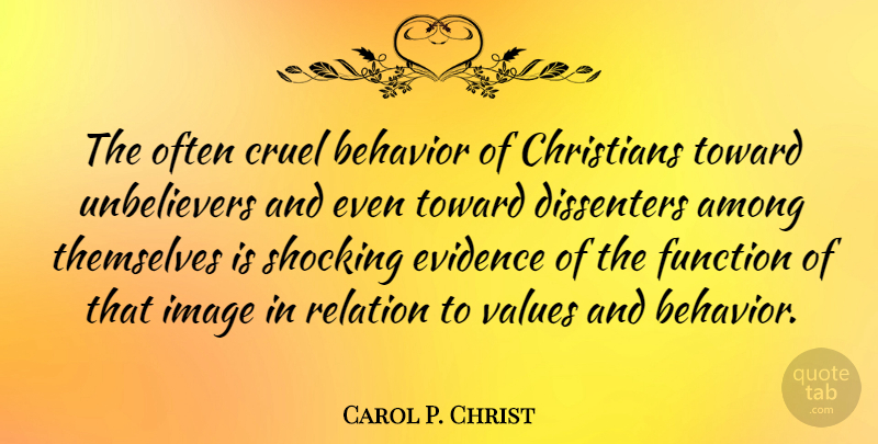 Carol P. Christ Quote About Among, Christians, Evidence, Function, Image: The Often Cruel Behavior Of...